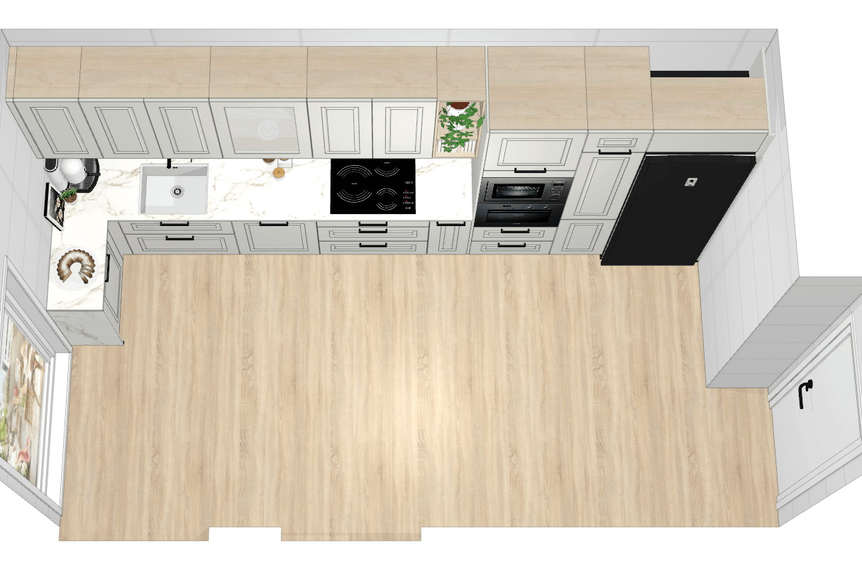 foto de perspectiva en proyecto de diseño de cocina online